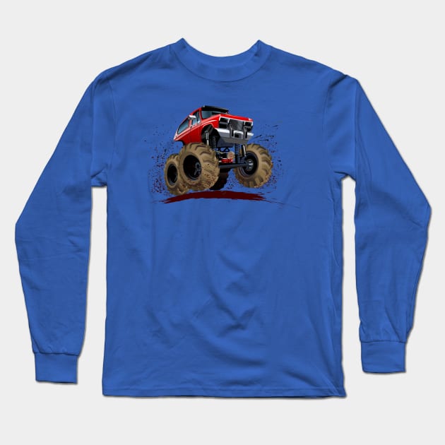 Cartoon Monster Truck Long Sleeve T-Shirt by Mechanik